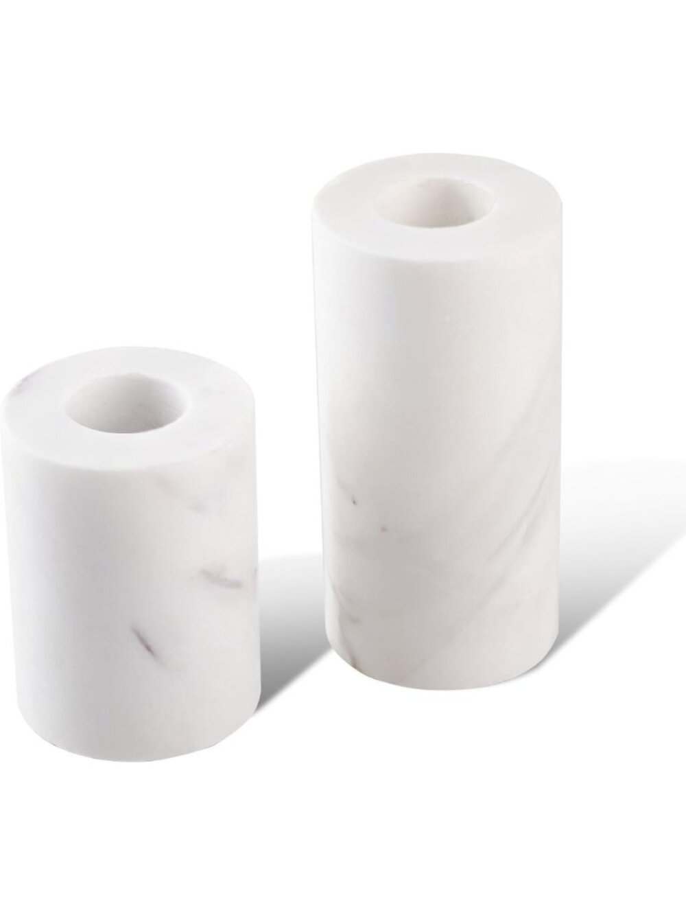 Set of 2 Decorative Marble Candle Holders for 3/4" Candles - White, Perfect for